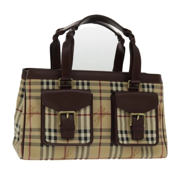 BURBERRY Nova Check Hand Bag PVC Beige - Picture 1 of 15
